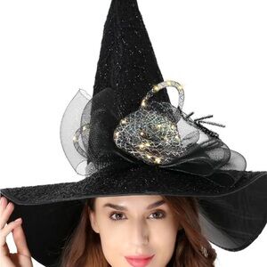 Black Witch Hat with LED Lights
